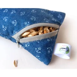 Waschbares Dinkelspelz-Mauskissen mit maritimem Muster und Reißverschluss, Mauskissen mit Dinkelspreu