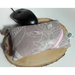 Waschbares Dinkelspelz-Mauskissen mit floralem Muster und Reißverschluss, Mauskissen mit Dinkelspreu