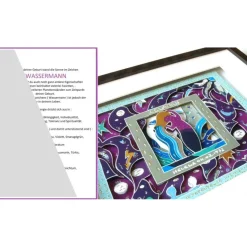 Wassermann Sternzeichen gerahmt personalisiertes Geschenk mit Name Geburtsdatum Text 3D Bild pop art Geburtstag