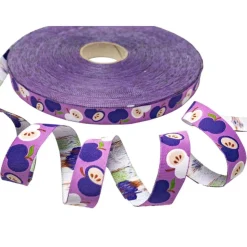Webband Äpfel lila | 1m - 2,20 EUR/m - 15 mm breit | lilafarbenes Apfelwebband von Hamburger Liebe | An Apple a Day Koll