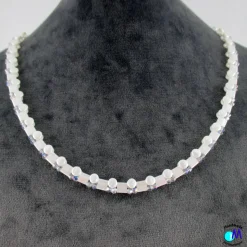 Wechsel-schmuck Magnet Glas-Perlen Collier weiß, kristall und pastell weiß Statement-Kette  ART 45 Glasperlenkette