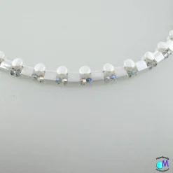 Wechsel-schmuck Magnet Glas-Perlen Collier weiß, kristall und pastell weiß Statement-Kette  ART 45 Glasperlenkette