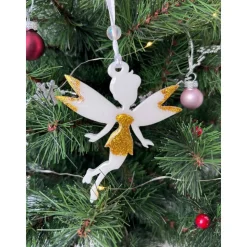 Weiß Handgemachte Weihnachtsbaumdeko Resin – Rentier, Fee, Tanne, Märchenhaus, Pferd – Epoxidharz Anhänger Weihnachten G