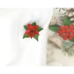 Weichnachtsstern Ohrstecker aus Polymer Clay, Sterlingsilber, rot, grün, Weihnachtsgeschenk