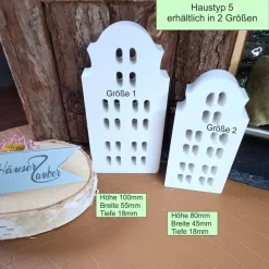 Weiße Deko Häuser – Handgemachte Keramik Häuschen im skandinavischen Stil für Fensterbank & Tischdeko