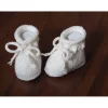 weiße Taufschuhe 0-3 Monate gestrickte Babyschuhe aus Wolle