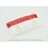 Weißes Ringkissen mit roter Spitze & Angelhaken – Unikat für Anglerhochzeit, 18.5x11.5 cm