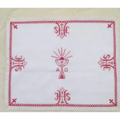 Weihkorbdecke, Osterdecke religiöses Motiv, Kreuzstich Handarbeit, Osterdeko