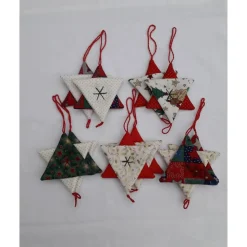 Weihnachtanhänger Sterne aus Baumwollstoff in Rot oder Blau