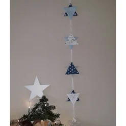 Weihnachtanhänger Sterne aus Baumwollstoff in Rot oder Blau