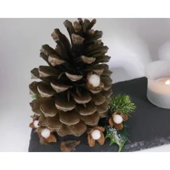 Weihnachten Advent Deko Elch mit Teelicht auf Schieferplatte – Landhausstil Tischdeko 40 x 10 cm