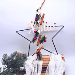 Weihnachten Deko | Advent Holz | Türkranz Weihnachten | Fensterdeko zum Hängen | Stern | Weihnachtsschmuck | Adventszeit