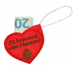 Weihnachten Geldgeschenk Geschenkanhänger Herz aus Filz – Wiederverwendbar & liebevoll