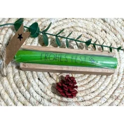 Weihnachten Kerze mit Spruch hübsch verpackt im Holzkästchen / Stabkerze 18 cm