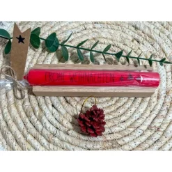 Weihnachten Kerze mit Spruch hübsch verpackt im Holzkästchen / Stabkerze 18 cm