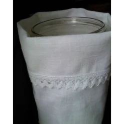 Weihnachten Lichtbeutel Geschenkbeutel Engel und Fee im Stern als Scherenschnitt GESTICKT Leinen Baumwollspitze