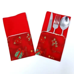 Weihnachtliche Bestecktasche für die Festtafel