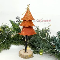 Weihnachtliche Dekobäumchen mit Holzsockel – Handgemachte Tannenbäume 22 cm - 27 cm hoch