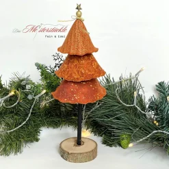 Weihnachtliche Dekobäumchen mit Holzsockel – Handgemachte Tannenbäume 22 cm - 27 cm hoch