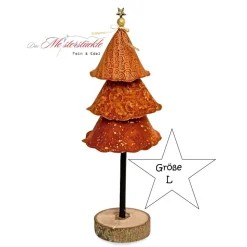 Weihnachtliche Dekobäumchen mit Holzsockel – Handgemachte Tannenbäume 22 cm - 27 cm hoch
