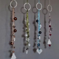 weihnachtliche Dekohänger Wandschmuck Türkranz Fensterdeko 42 - 46 cm lang rot grün braun blau weiß silber