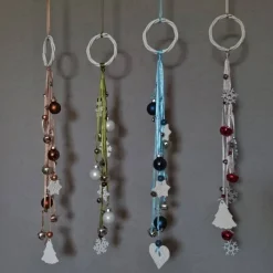 weihnachtliche Dekohänger Wandschmuck Türkranz Fensterdeko 42 - 46 cm lang rot grün braun blau weiß silber