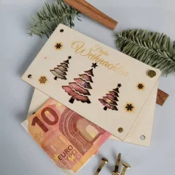 Weihnachtliche Geschenkkarten für Gutscheine Geld oder persönliche Briefe Holzkarte Weihnachten Nikolaus