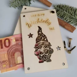 Weihnachtliche Geschenkkarten für Gutscheine Geld oder persönliche Briefe Holzkarte Weihnachten Nikolaus