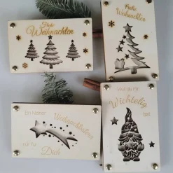 Weihnachtliche Geschenkkarten für Gutscheine Geld oder persönliche Briefe Holzkarte Weihnachten Nikolaus