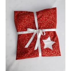 Weihnachtliche Geschenktaschen 3er Set aus Baumwollstoff mit angenähtem Schleifenband