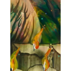 Weihnachtliche Idylle   Original Encausticmalerei, Unikat mit Passepartout - Design  Ulrike Kröll