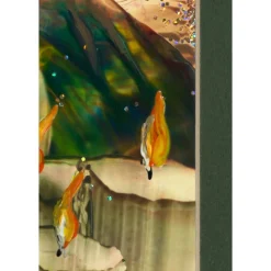 Weihnachtliche Idylle   Original Encausticmalerei, Unikat mit Passepartout - Design  Ulrike Kröll