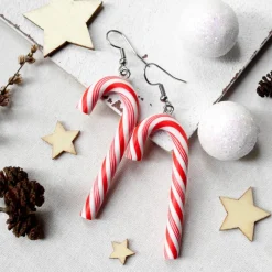 Weihnachtliche Ohrringe Zuckerstangen • Ohrhänger Polymer Clay | Ohrschmuck