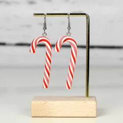 Weihnachtliche Ohrringe Zuckerstangen • Ohrhänger Polymer Clay | Ohrschmuck