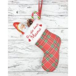 Weihnachtlicher High Heel oder Nikolaussocke mit gesticktem Namen