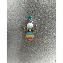 Weihnachtlicher Holzstern Anhänger mit Perlenengel – Unikate Deko für Baum & Fenster