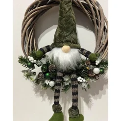 Weihnachtlicher Türkranz Weihnachtskranz Weihnachtsdeko Wichtel grün