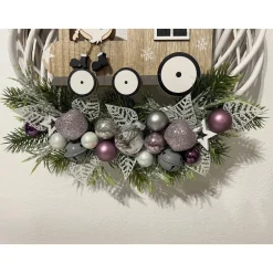 Weihnachtlicher Türkranz Weihnachtskranz Wichtel lila grau