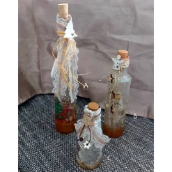 Weihnachtliches Flaschenlicht – Individuelles Windlicht aus Flaschen mit Serviettentechnik