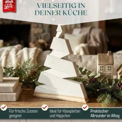 Weihnachtsbaum Deko aus Beton und Holz, handgefertigt, für Tisch, Kommode und Fensterbank, 27 x 21,5 x 2,8 cm