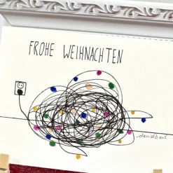 Weihnachtsbaum mit Aquarellfarbe & Fineliner auf Weihnachtskarte - Frohe Weihnachten - danielb.art