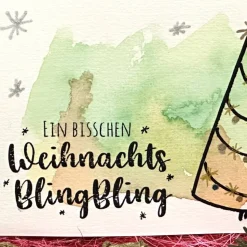 Weihnachtsbaum mit Aquarellfarbe & Fineliner auf Weihnachtskarte - Weihnachten - danielb.art