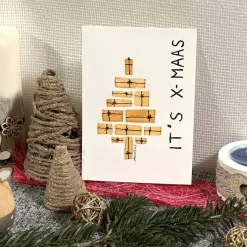 Weihnachtsbaum mit Aquarellfarbe & Fineliner auf Weihnachtskarte - I T'S X-MAAS - danielb.art