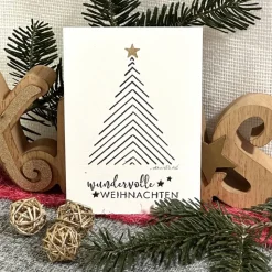 Weihnachtsbaum mit Fineliner auf Weihnachtskarte - GOLD - wundervolle WEIHNACHTEN - GOLD - danielb.art