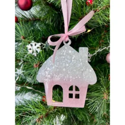 Weihnachtsbaumdeko Resin – Rentier, Fee, Tanne, Märchenhaus, Pferd – Epoxidharz Anhänger Weihnachten Geschenk Rosa