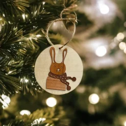 Weihnachtsbaumschmuck aus Echtholz - Hase