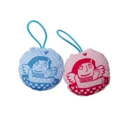 Weihnachtsbaumschmuck, Nadelkissen, Engel, handgenäht und handbedruckt