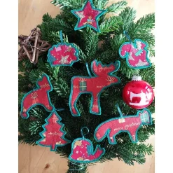 Weihnachtsbaumschmuck Set 8-teilig aus Filz – Wiederverwendbare Filzanhänger als Weihnachtsdekoration