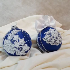 Weihnachtsbaumschmuck Tannenbaumschmuck Christmas Schmuck Handgemacht Handmade Weihnachtsgeschenk blau Strass Satin