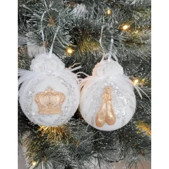 Weihnachtsbaumschmuck Weihnachtsdekor Weihnachtsgeschenk Tannenbaumschmuck Christbaumkugel weiß Gold Krone Spitzenschuhe
